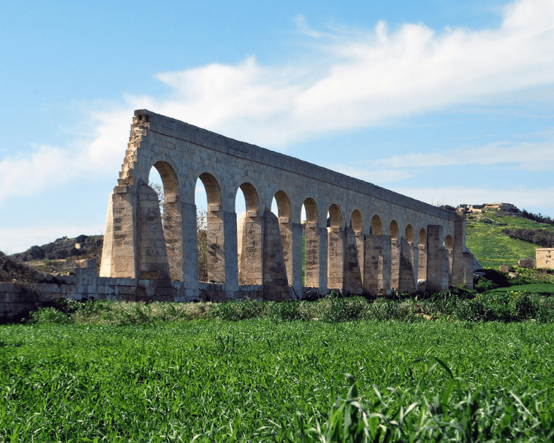 Historic Wignacourt Aqueduct, reflecting Malta’s infrastructure and legacy.