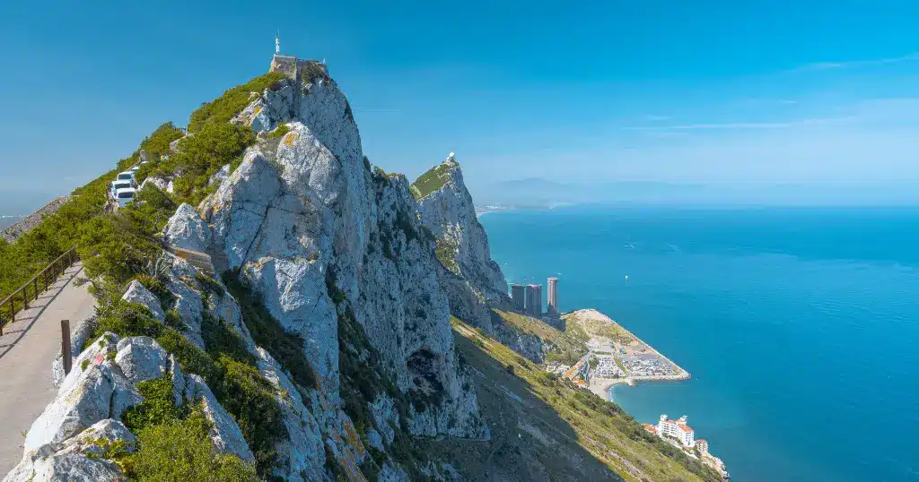 The Rock of Gibraltar overlooking the Mediterranean, home to Gibraltar Prediction Market Regulations 2026